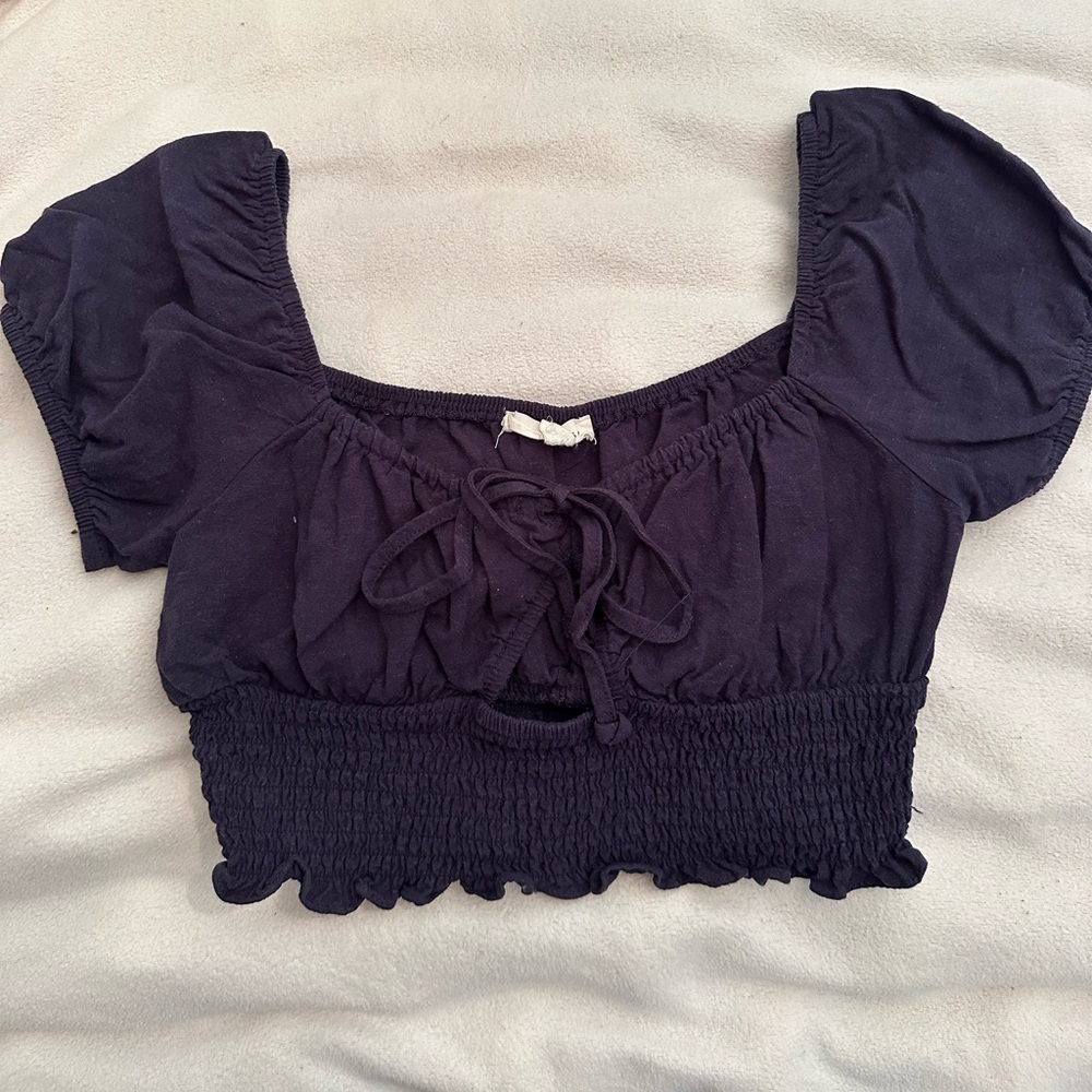 la hearts (pacsun) navy cropped tie top